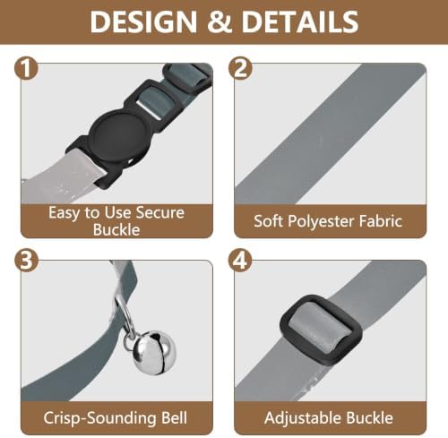 Grey Gradient Cat Bell Collar 2 Pack Pet Collar Adjustable 10.6 to 17.1 Inches