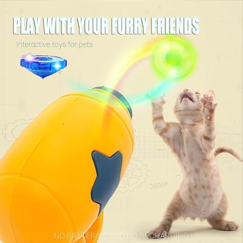 Flying Disc Launcher Cat Toy, Propeller Fetch for Indoor Outdoor Play