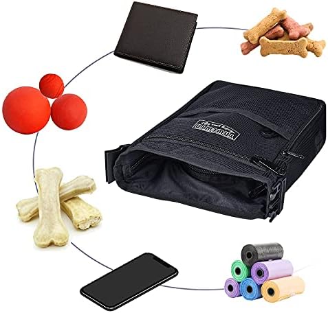 Dog Treat Pouch Bag for Pet Training with Zipper Closure,Fanny Pack for Dog Walking,Puppy Training Pouch with Adjustable Waistband,Shoulder Strap and Dog Waste Bag Dispenser