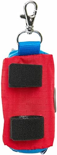 Blueberry Style Dog Waste Bag Dispenser, True Red, Color-Block Trash Bag Dispenser with 2 Auto Locking Zipper, Dog Poop Bag Holder Leash Attachment, Includes 1 Roll of Free Poop Bags