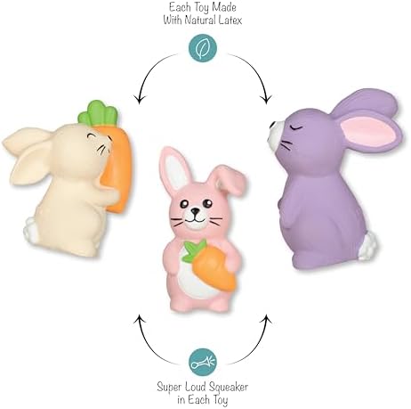Fringe Studio Latex Dog Toy, 3 Pieces Set, Hopping Love Carrots, Petshop Collection (367072)