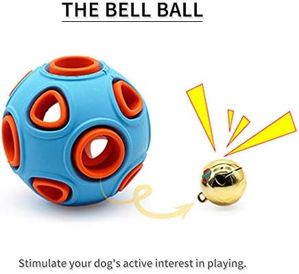 WishLotus Dog Ball Toy, Dog Interactive Toy with Ring Bell Squeak Toys Dog Rubber Bouncy Ball Pet Exercise Game Puzzle Ball to Increase IQ Search & Catch Bite Resistant Chewing Toy (S, Orange&Blue)