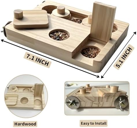 FlidRunest Wooden Bird Foraging Puzzle Toys for Parrots, Parakeet, Cockatiel, Sun Conures - Birds Interactive Mental Enrichment Toy, B ird Seed Slow Feeder Toy for Cage