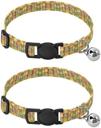 Colorful Frogs Collars for Puppies, 2 Pack Breakaway Cat Collars with Bell