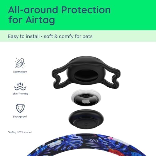 Airtag Dog Collar,with Waterproof airtag Holder，Original Stylish Cute Pattern Design.QR Code ID Buckle，Comfortable Soft Cotton for Small Medium Large Dogs