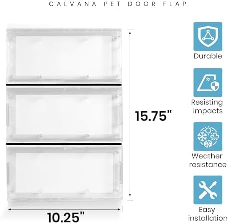 Calvana 3-Panel Airseal Pet Door Replacement Flap, Compatible with Ideal Pet Products 10.25"x15.75" Extra Large Dog Door, Easy Installation