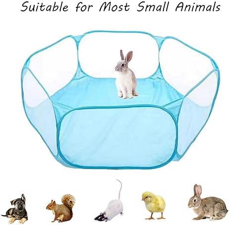 Small Animals Playpen, Portable Pop-up Open Interactive Pet Tent, Indoor Outdoor Fence for Rabbits, Guinea Pig, Hamster, Chinchillas, Kittens, Puppies