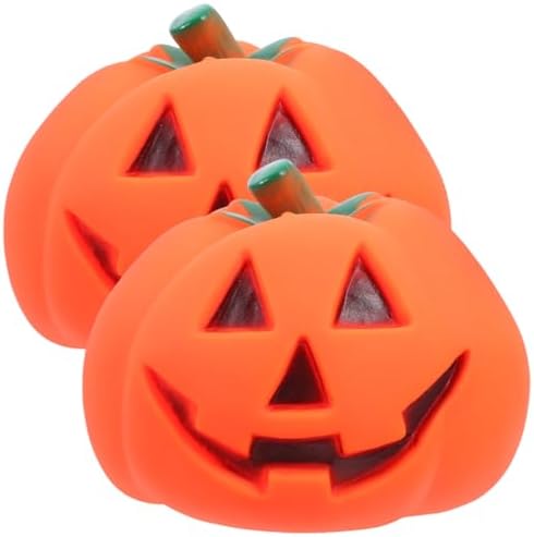 POPETPOP 2 Pcs Dog Pumpkin Chew Toys: Rubber Dog Squeaky Molar Toys for Puppy Playing&Amp;Teeth Clean - Halloween Pet Supplies