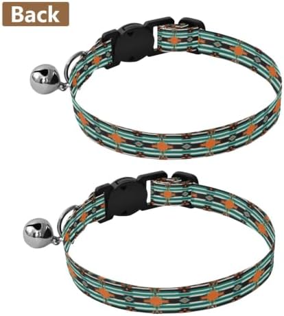 Geometric Tribal Lightweight Pet Collar for Cats and Dogs, 2 Pack Decorative Pet Collar with Bell