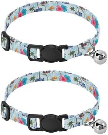 Palm Trees Easy to Clean Kitten Collars 2 Pack Lightweight Pet Collar for Cats and Dogs