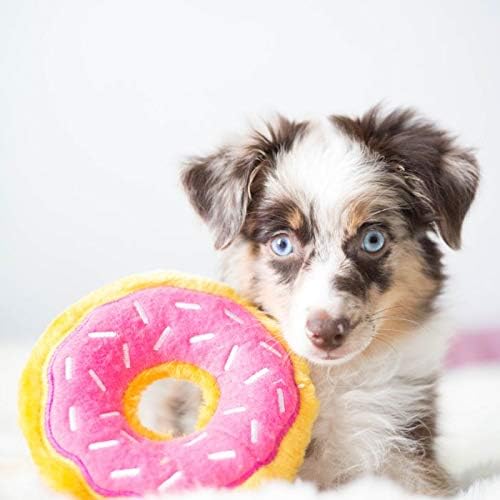 ZippyPaws Donutz No Stuffing Dog Toys to Keep Them Busy - Strawberry Donut