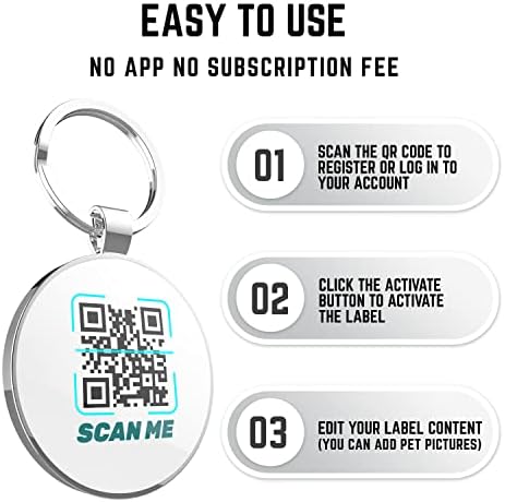Smart Dog ID Tags, Personalized Pet ID Tags with QR Code, Free Online&Scan QR Receive Instant Location Alert Email