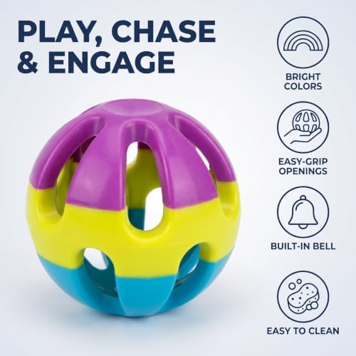 1pc Colorful Dog Toys for Medium to Large Breed Dogs Hollow Ball with Bell Inside Interactive Plastic for Relieving Boredom Pet Supplies,Balls Toys