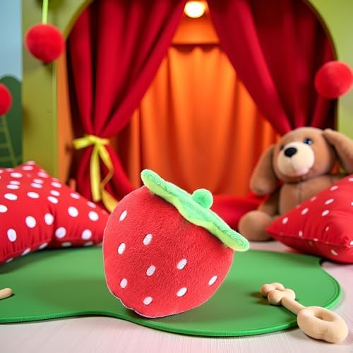 Red Strawberry Practical Design and Interactive Plush Squeaky Dog Toys Electronic Motion Pet Toy for Prevent Boredom Red Pet Supplies Creative and Exquisite Dog Squeak Toys Pet Supplies