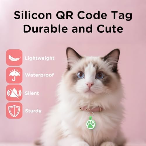 Personalized Dog Tag, Laser Engraving QR Code, Silicone Dog ID Tag, Pet Online Profile, Scan QR Code Send Location, Collar Harness Accessories (Medium to Large Breeds - 1.25", Green)