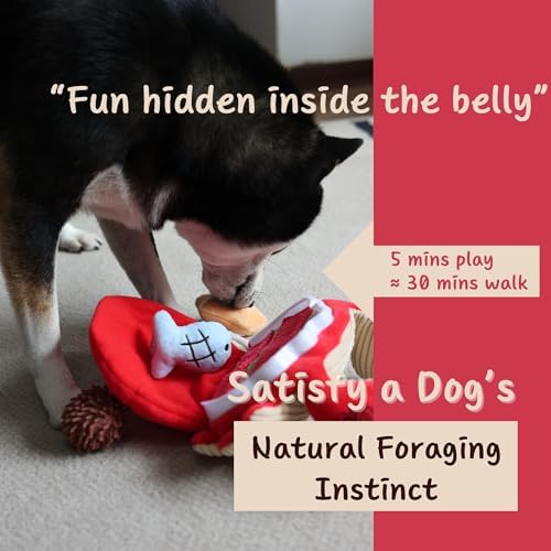 Hide and Seek Plush Dog Toys, Crab Interactive Toy for Small Dogs, Red Puppy Puzzle Squeaky Toys with Crinkle Papers, Durable Snuffle Dog Toys for Medium Pet