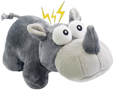 Squeaky Dog Toy Cute Chew Toys with Crinkle Paper Durable Hours of Fun for Small Puppy Middle and Large Dogs Stuffed Toys Rhinoceros