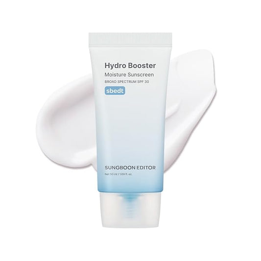 SUNGBOON EDITOR Hydro Booster Sunscreen, SPF 30, Non-Greasy, Lightweight, Hydrating Korean Sunscreen for Face with No White Cast, Travel Essentials, 50ml, 1.69 fl.oz