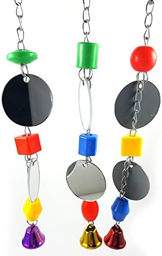 Hypeety Pet Bird Mirror with Bell Interactive Parrot Toy for Parrot Macaw African Greys Budgies Cockatoo Parakeet Cockatiels Conure Lovebird Cage Bells Mirror (A)