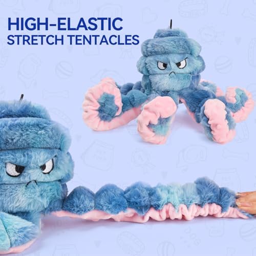 LIFLIX Squeaky Octopus Dog Toy, Large Soft Plush Toy for Indoor Dogs, Interactive Dog Toy to Keep Them Busy, Not for Aggressive Chewers, Blue