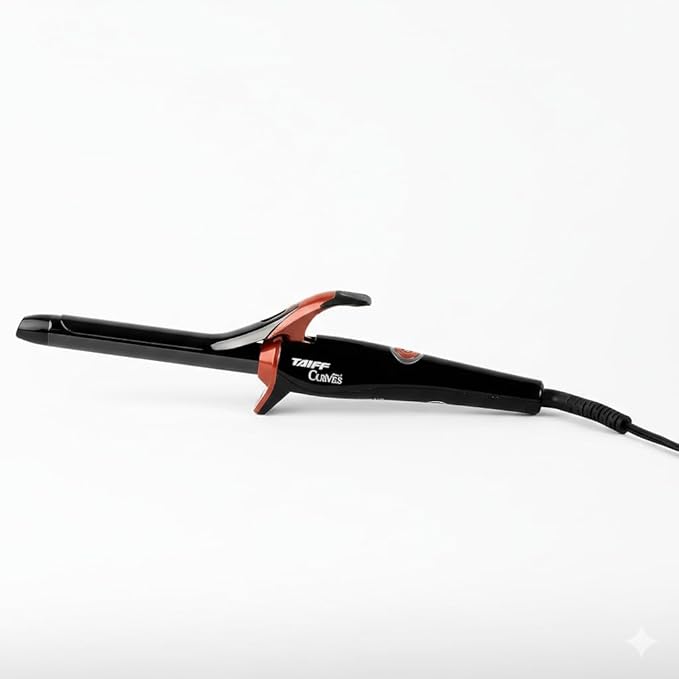 TAIFF Curves Professional Black Titanium Curling Iron – High-Performance Hair Curler & Rizadora para Cabello with Dual Voltage | Fixed Temperature 410°F | 3/4”
