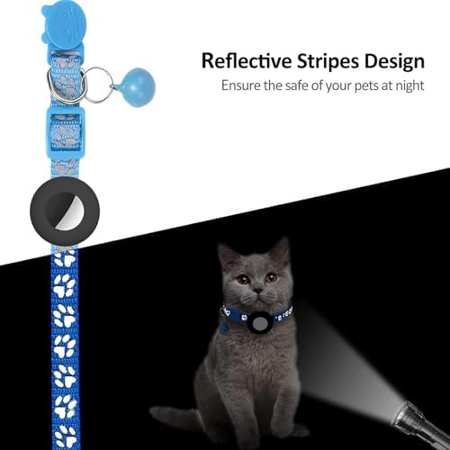 GPS Tracker for Cats, Mini GPS Pet Tracker with Collar, IPX8 Waterproof Cat Trackers Collar,No Monthly Fee,Work with Apple Find My(iOS Only),Smart Trackers for Pets-Blue-2