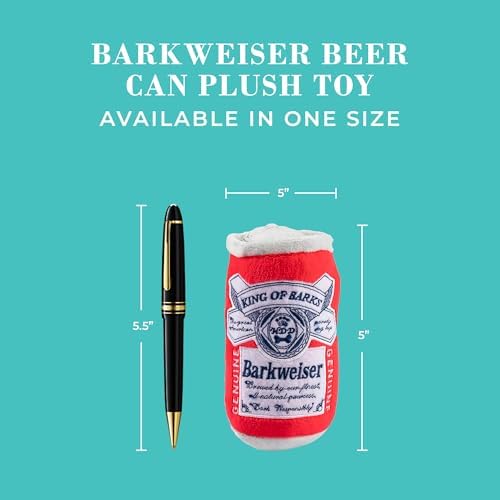 Haute Diggity Dog Barkweiser Beer Can Plush Dog Toy, Drink Parody Chew Toys