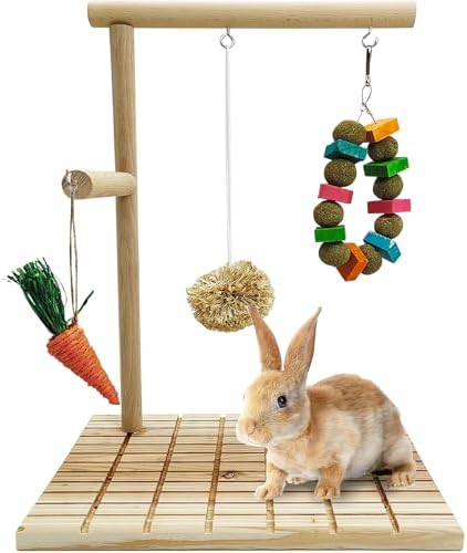 Hamiledyi Rabbit Toys for Bunnies Boredom Indoor Rabbit Scratching Board Bunny Chew Toys for Teeth Grinding Natural Fruit Wood and Corn Cob Timothy Ball Chewing Toys for Rabbits Other Rodent Pets