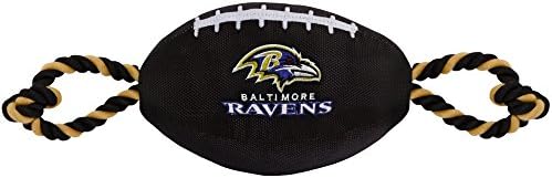 Pets First NFL Baltimore Ravens Football Dog Toy, Tough Quality Nylon Materials, Strong Pull Ropes, Inner Squeaker, NFL Team Color