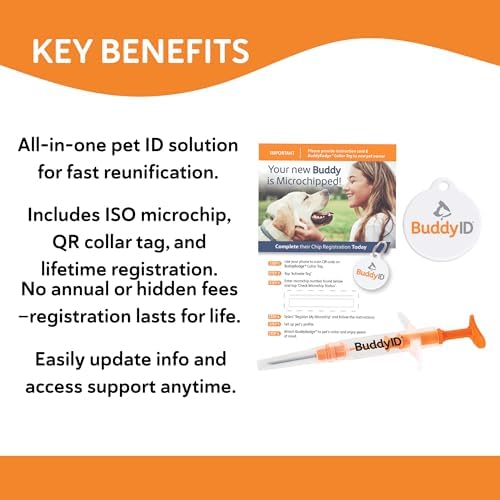 BuddyID Complete Protection System with ISO Microchip & QR Pet Tag, 1ct