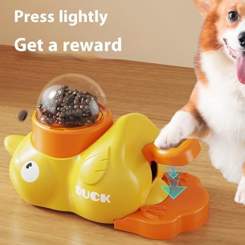 2-in-1 Interactive Dog Puzzle Toy & Slow Feeder – Fun Treat Dispenser for Small & Medium Dogs, Anti-Gulping Duck-Shaped Design, Reduces Bloating & Boredom, No Battery Required (White-A)