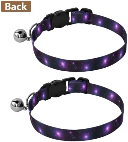 Galaxy Starry Night Purple Soft Cat Collar, 2 Pack Collar with Bell for Dog Puppy