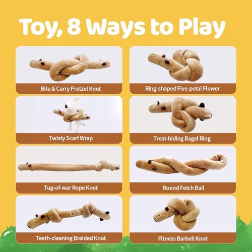 Puffluv Long Squeaky Dog Toys,Soft Crinkle Chew Plush Animal Shape to Reduce Boredom Keep Doggie Busy,Cute Pet Interactive for Puppies &Adult Dog-Beagle