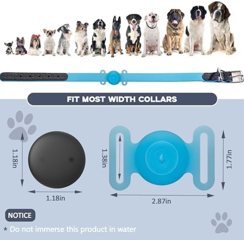 GPS Tracker for Dogs, Mini GPS Cat Tracker, IPX8 Waterproof GPS Trackers for Cats with Holder, No Monthly Fee, Work with Apple Find My(iOS Only), Smart Trackers for Dogs-YGBlue-4