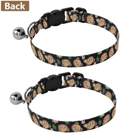 Cute Cartoon Bears Metal Bell Included Dog Collar 2 Pack Collars for Cats
