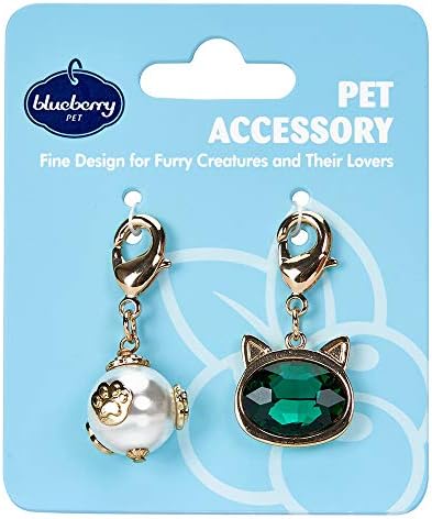 Blueberry Pet Cat Accessory Set of Pearl and Crystal Kitty, Pack of 2 Accessories for Cats & Dogs