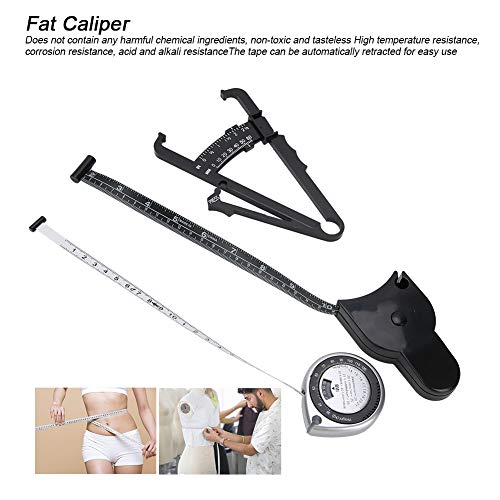 3 Piece Metric Body Fat Tester with Retractable Caliper & Waist Measurement Tape for Fitness & Activity Monitoring, Body Composition Analysis