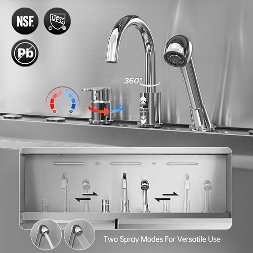 Dog Washing Station with Pet Dryer, 304 Stainless Steel Pet Wash Sink