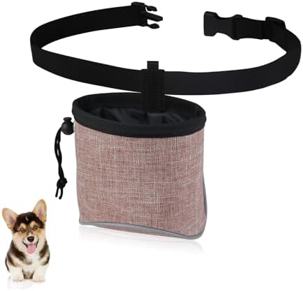 WishLotus Treat Pouches for Pet Training, Two-in-One Dog Walking Bag and Poop Bag Dispenser Waist Dog Treat Pouch with Pulling Rope Closure for Hands-Free (Pink)