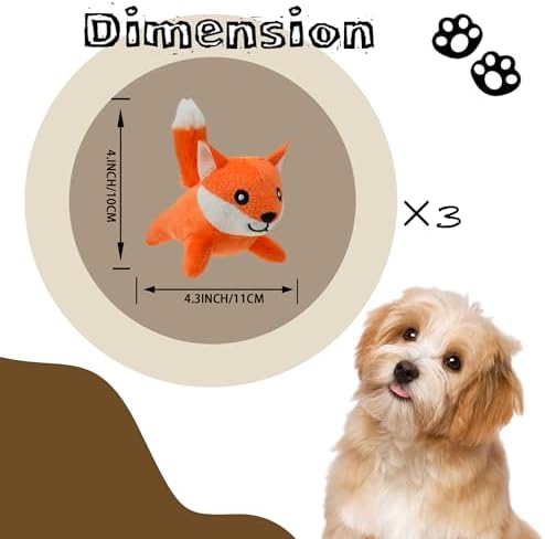 Fox Plush Dog Toy Squeaky Toy, Interactive Hide and Seek Replacement Dog Toys for Small & Medium Dogs (3Pcs Squeaky Fox)