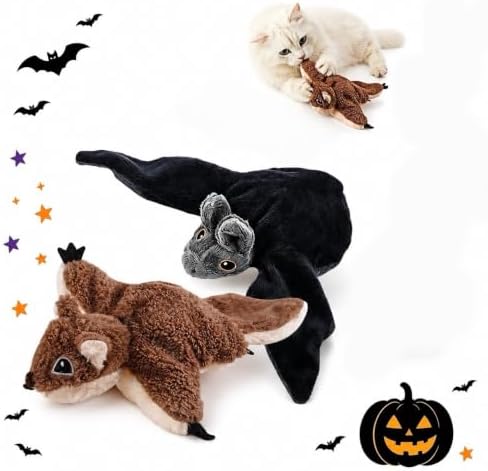 Flying Bat Dog Toy, 2026 New Halloween Flapping Wings Interactive Bird Pet Toy (Black+Brown)