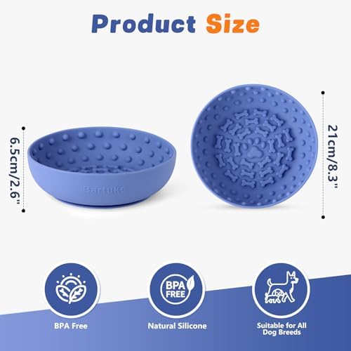 Dog Lick Bowl, Silicone Slow Feeder Dog Bowl with Strong Suction, Blue