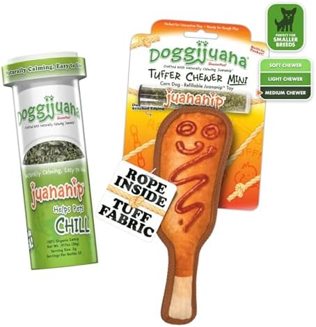 Doggijuana Corn Dog & Juananip Bundle | Squeaky Refillable Plush Toy
