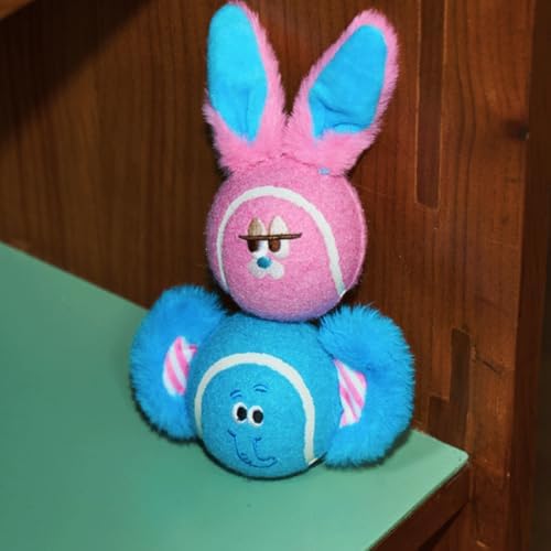 ZEZE Bonnie the Bunny Squeaky Dog Toy, Cute Plush Tennis Ball Dog Toy with Dual Squeaker & Crinkle Sound, Soft Fetch & Chew Toy for Small to Medium Dogs & Puppies, Gift-Ready Designer Pet Toy