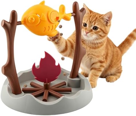 BBQ-Style Cat Slow Feeder, Interactive Toy, Treat Puzzle Feeder for Pets, Mental Stimulation Food Dispensing Toy, Puppy Kitten Dishes, Keeps Pets Busy & Prevents Overeating