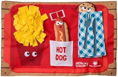 Outward Hound by Nina Ottosson Activity Matz Fast Food Fun Plush Dog Puzzle Mat Dog Enrichment Dog Toy, Level 2 Intermediate, Multicolored