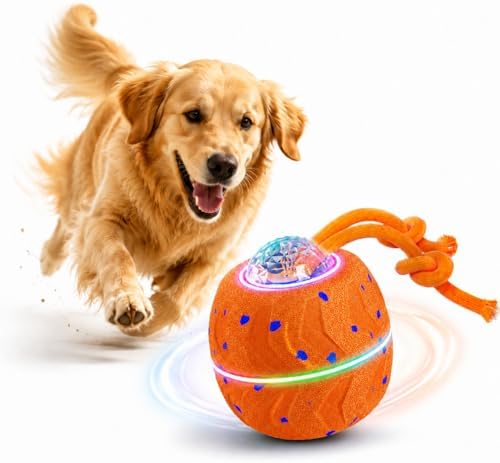 Smart Interactive Dog Ball, Automatic Rolling with LED Glow, E-TPU Dog Ball, Toy for Dog