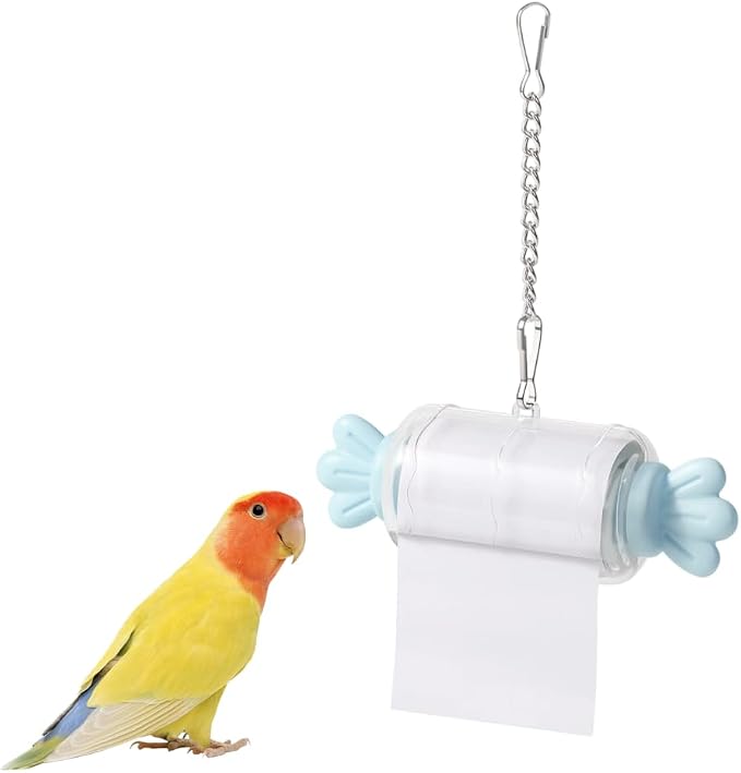 Bird Shredding Toys, Parrot Rolling Paper Play Toy with Hanging Chain, Interactive Chewing Accessory for Parakeet Cockatiel & Medium Parrot Cage Use