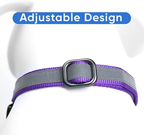 Pawtitas Customized Martingale Dog Collar Reflective Reflective Dog Collar Embroidered Personalized Name Phone Number Adjustable for Puppies Small Medium Large Size Dogs Large Purple