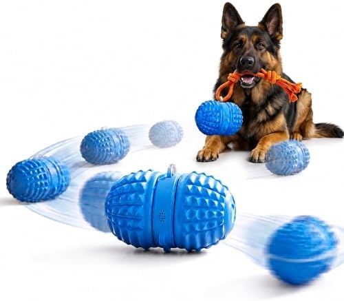 Smart Interactive Dog Toy, 8 Modes Automatic Rolling Ball with a Recording Function, Food-Grade Rubber Material Interactive Dog Ball for Medium and Large Dogs，Blue